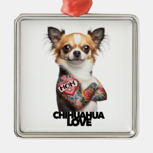 CHIHUAHUA KÄRLEK tatuering konstnär mamma tat bläc Julgransprydnad Metall