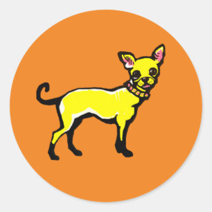 Chihuahua klassisk, rund dekal runt klistermärke
