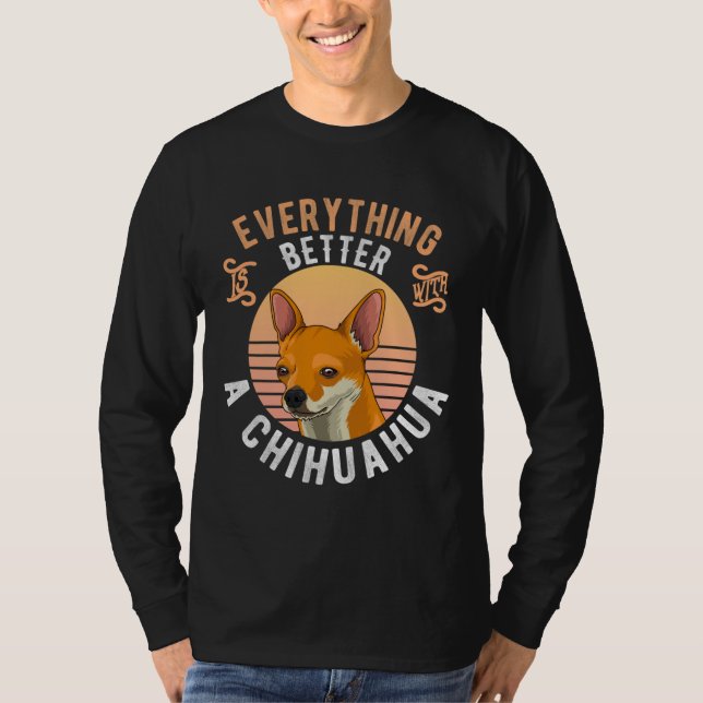 Chihuahua kort hår hundägare t shirt (Framsida)
