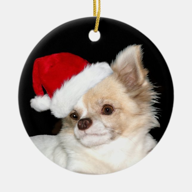 Chihuahua, lång jul julgransprydnad keramik (Framsidan)
