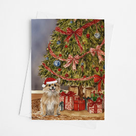 Chihuahua - Lång vattenfärg Julgran Kort