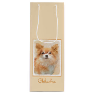 Chihuahua Långfärgad Hund Painting Original Art