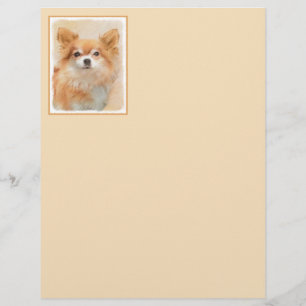 Chihuahua Långfärgad Hund Painting Original Art