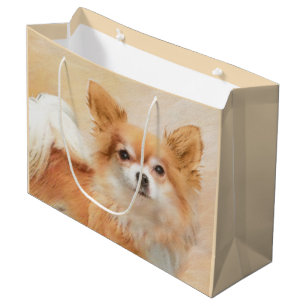 Chihuahua Långfärgad Hund Painting Original Art