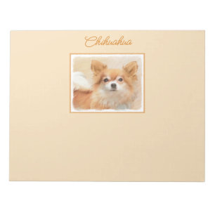 Chihuahua Långfärgad Hund Painting Original Art Anteckningsblock