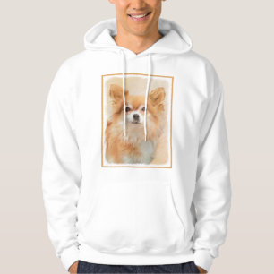 Chihuahua Långfärgad Hund Painting Original Art Hoodie