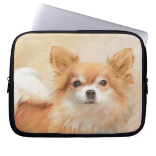 Chihuahua Långfärgad Hund Painting Original Art Laptop Fodral