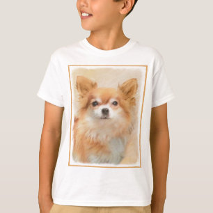 Chihuahua Långfärgad Hund Painting Original Art T Shirt