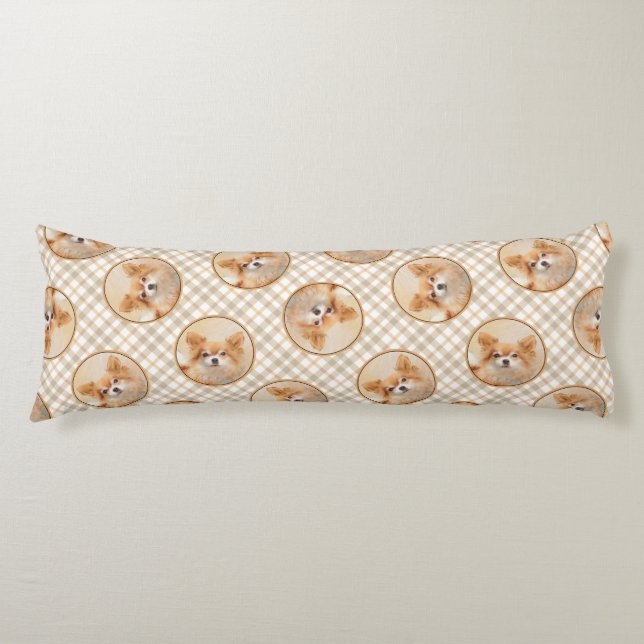 Chihuahua Långfärgad målning Original Hund Art Kroppskudde (Framsidan)