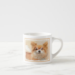 Chihuahua Långhårig Hund Målar Original Konst Espressomugg