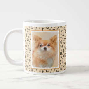 Chihuahua Långhårig Hund Målar Original Konst Jumbo Mugg