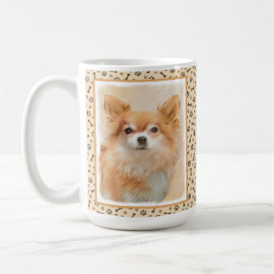 Chihuahua Långhårig Hund Målar Original Konst Kaffemugg