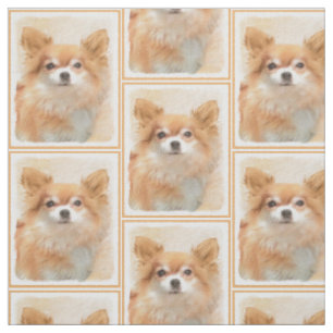 Chihuahua Långhårig Hund Målning Original Konst Tyg
