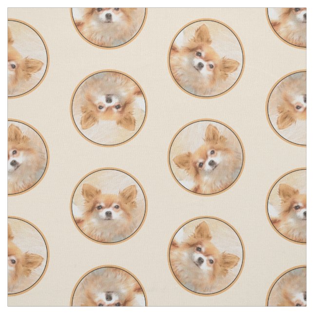 Chihuahua Långhårig Målning Original Hund Konst Tyg (Provkarta)
