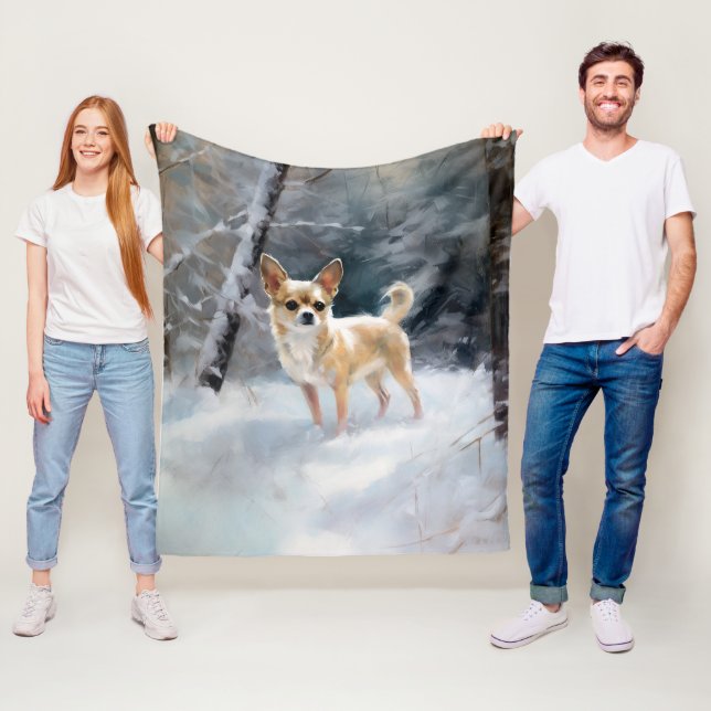 Chihuahua Låt det snöa jul Fleecefilt (På plats)