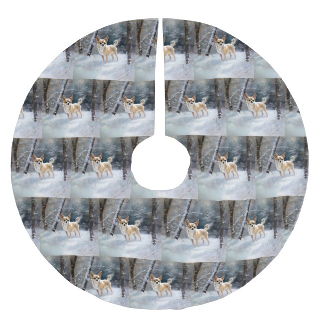 Chihuahua Låt det snöa jul Julgransmatta Borstad Polyester (Framsidan)