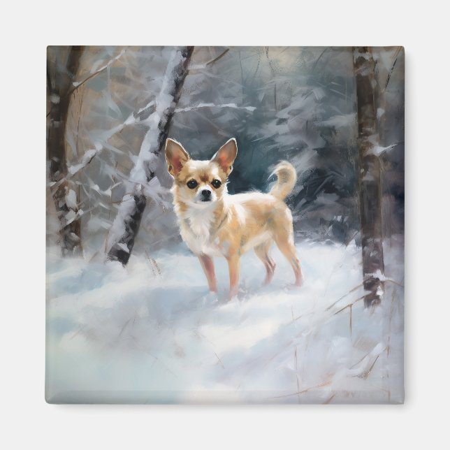 Chihuahua Låt det snöa jul Magnet (Framsidan)