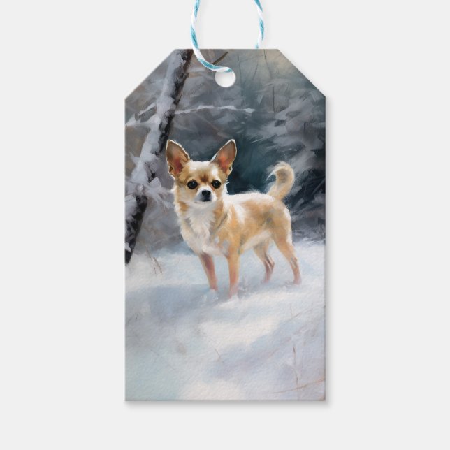 Chihuahua Låt det snöa jul Presentetikett (Framsidan)