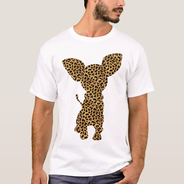 Chihuahua Leopard Print Hund Valp T Shirt (Framsida)