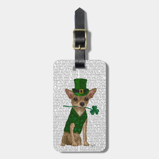 Chihuahua Leprechaun Bagagebricka (Vertikal Framsida)