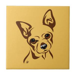 Chihuahua Linje Porträtt Kakelplatta