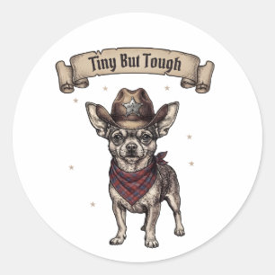 chihuahua, liten men tuff, cowboyhund, västernchi runt klistermärke
