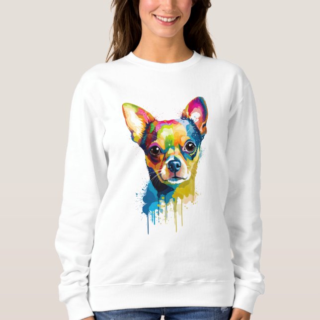 Chihuahua Livlig och Färgrik T Shirt (Framsida)
