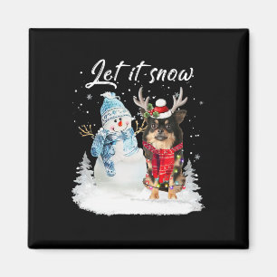Chihuahua Long Hjul Santa Hund jul Snögubbe Magnet