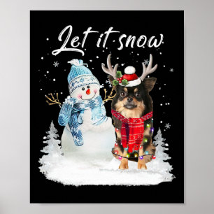 Chihuahua Long Hjul Santa Hund jul Snögubbe Poster