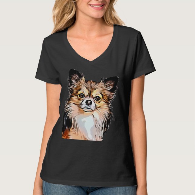 Chihuahua Long Jacka Tri Färg T Shirt (Framsida)
