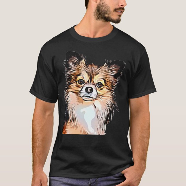 Chihuahua Long Jacka Tri Färg T Shirt (Framsida)