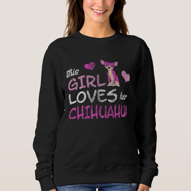 Chihuahua Longhaired Girl loves the smallest breed T Shirt (Framsida)