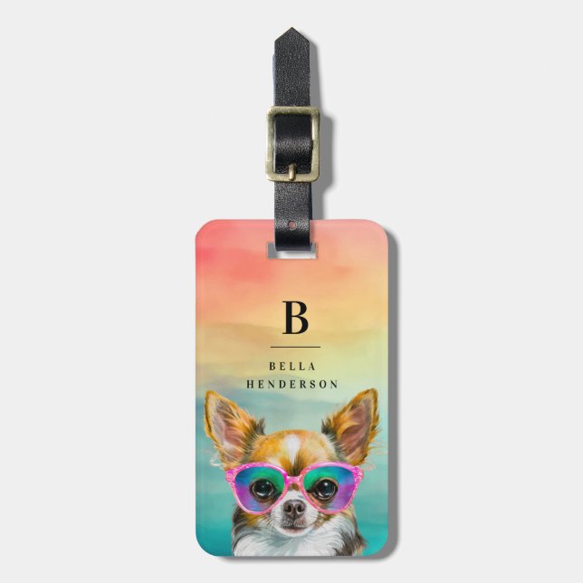 Chihuahua Luggage Tags Bagagebricka (Vertikal Framsida)