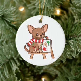 Chihuahua Målare Julgransprydnad Present Keramik