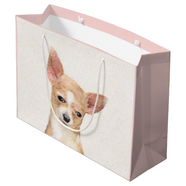 Chihuahua-målning - Cute Original Hund Art (Baksidan Vinklad)