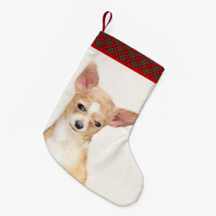 Chihuahua-målning - Cute Original Hund Art Liten Julstrumpa