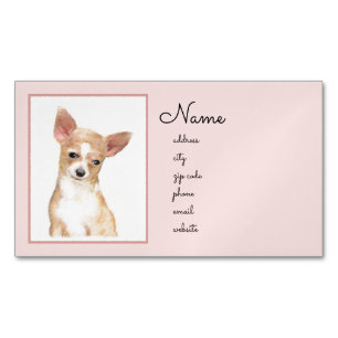 Chihuahua-målning - Cute Original Hund Art Magnetiska Visitkort
