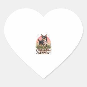 Chihuahua Mama Hund Rosa Blommig Bandana_1 Hjärtformat Klistermärke