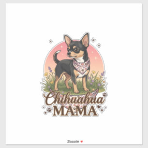 Chihuahua Mama Hund Rosa Blommig Bandana_1 Klistermärken