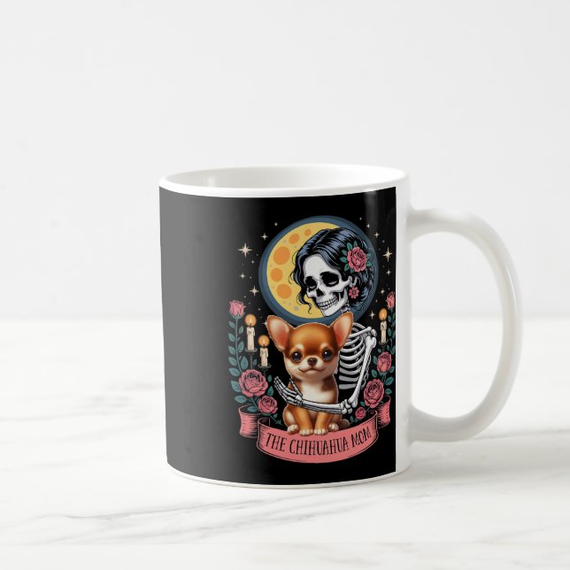 Chihuahua Mamma Halloween Hund Onwer Skeleton Wom Kaffemugg (Höger)