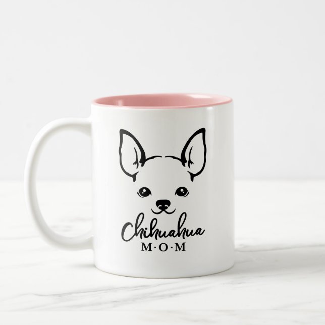 Chihuahua Mamma-kaffe Mugg med Chihuahua Ansikte (Vänster)