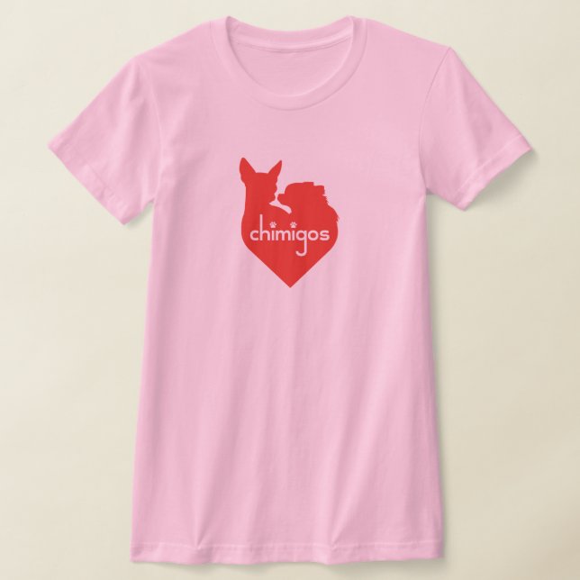Chihuahua Mamma Kärlek Heart Chimigos Logotyp T Shirt (Laydown)