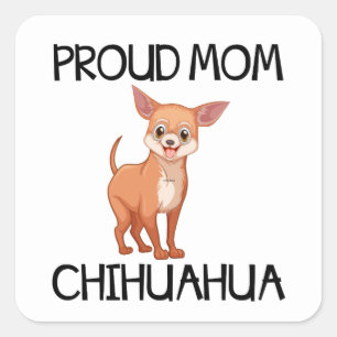 Chihuahua Mamma Puppy Hund Puppies Tecknad Chiwawa Fyrkantigt Klistermärke