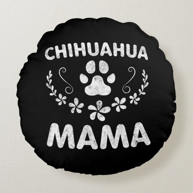 Chihuahua Mamma Rund Kudde (Framsidan)