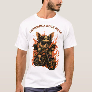 Chihuahua MC-hund på motorcykel med flammor T Shirt