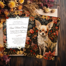 Chihuahua med Flowers i Stil i William Morris Inbjudningar