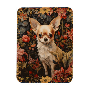 Chihuahua med Flowers i Stil i William Morris Magnet