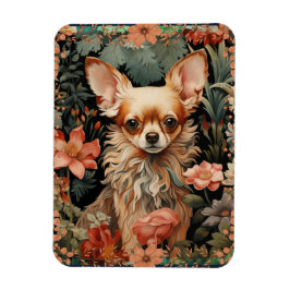 Chihuahua med Flowers i Stil i William Morris Magnet