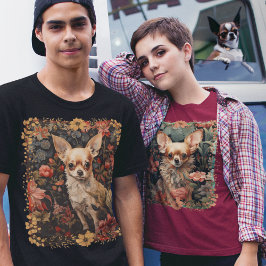 Chihuahua med Flowers i Stil i William Morris T Shirt
