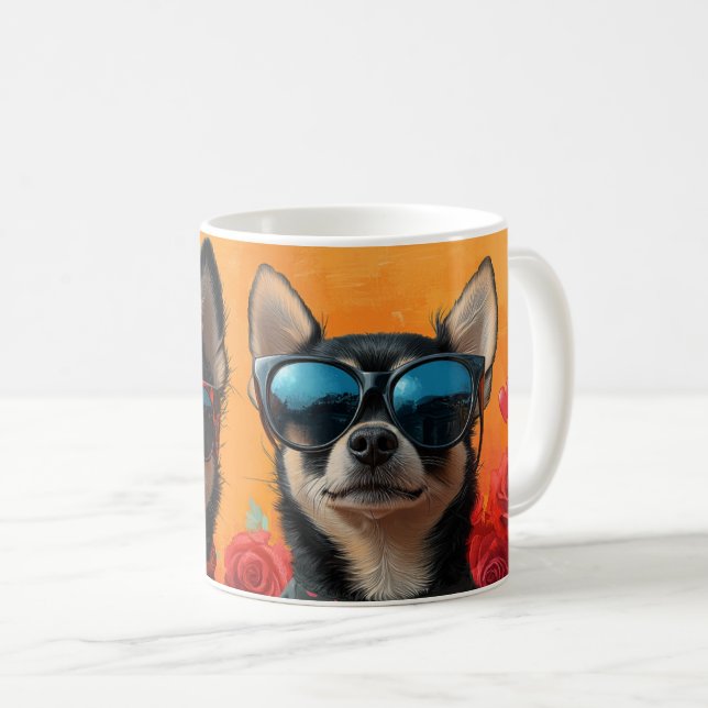 Chihuahua med hjärtlig Ro Alla hjärtans dag Kaffemugg (Framsida höger)